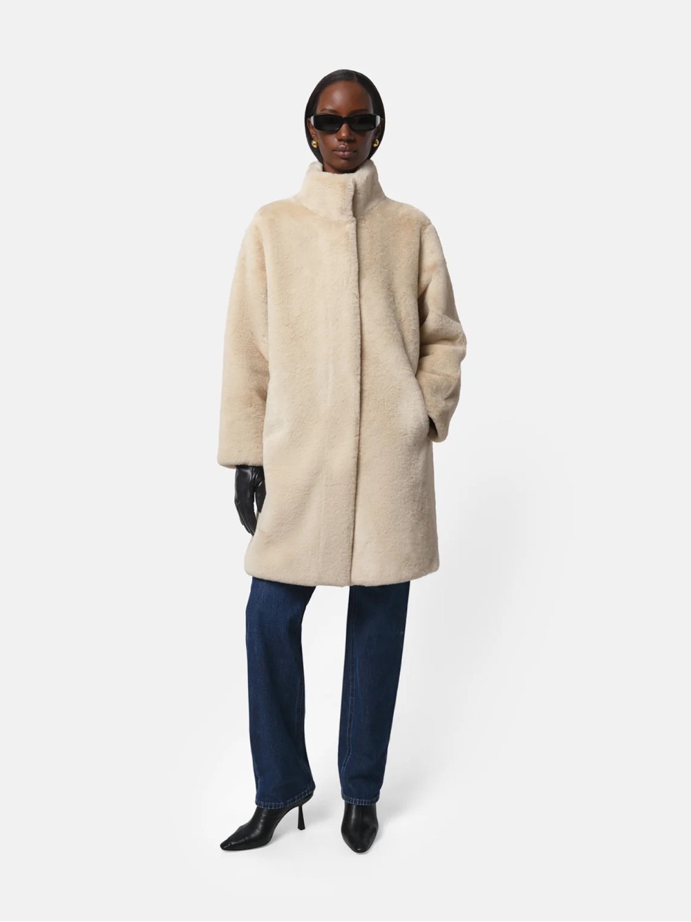 Apparis Blair Mid Length Recycled Polyester Pluche Faux Fur Coat